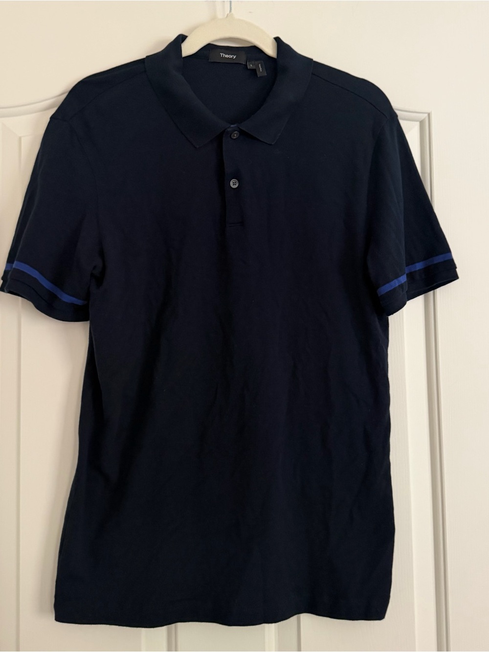 Theory Men’s Navy Blue Short Sleeve Polo Shirt Size Large